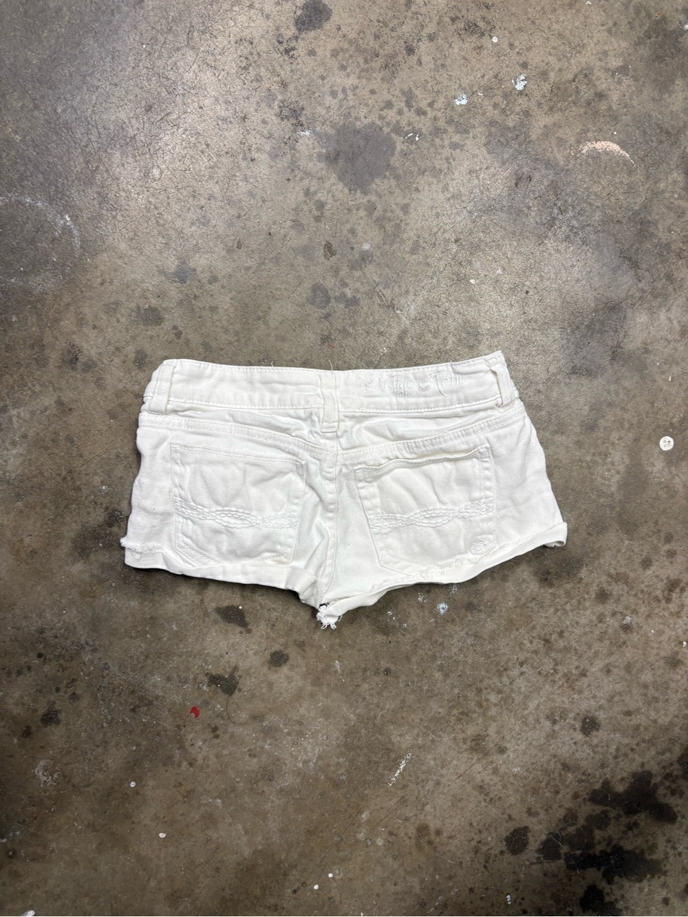 White Women's Low-rise Micro Denim Shorts - Indigo Rein Vintage Size 0 - Picture 4 of 5